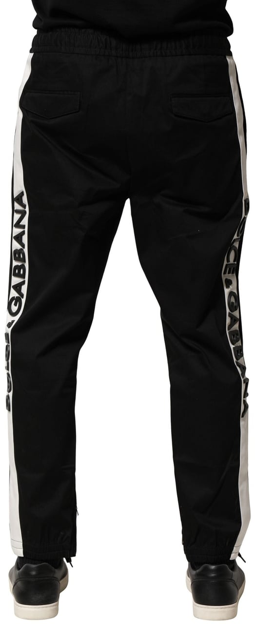 Dolce & Gabbana Black Cotton Mid Waist Jogger Pants Zwart