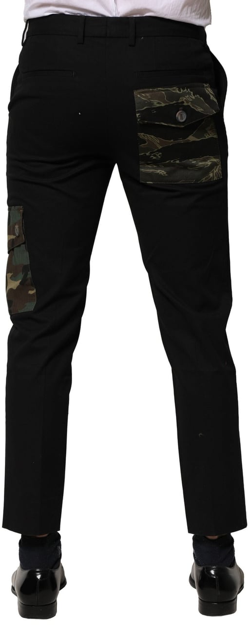 Dolce & Gabbana Black Cotton Cargo Dress Men Pants Zwart