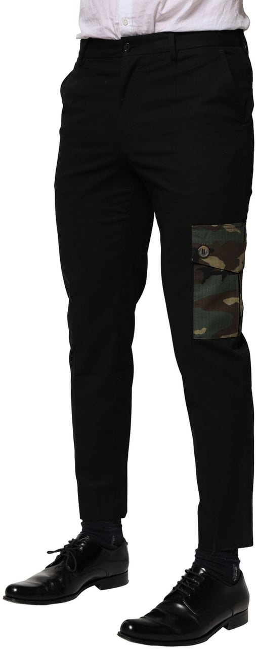 Dolce & Gabbana Black Cotton Cargo Dress Men Pants Zwart