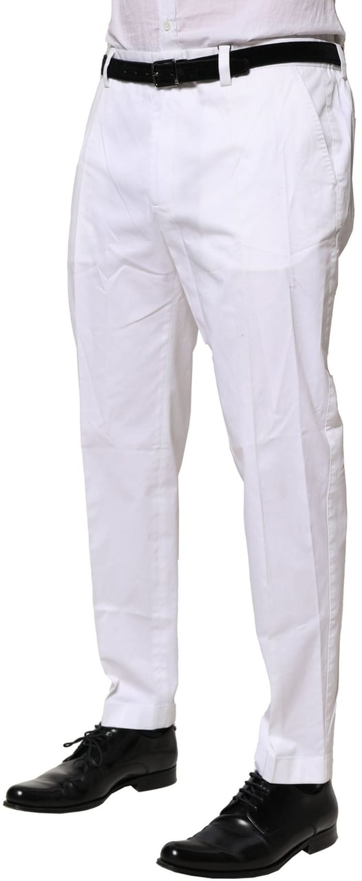 Dolce & Gabbana White Cotton Dress Slim Formal Pants Wit