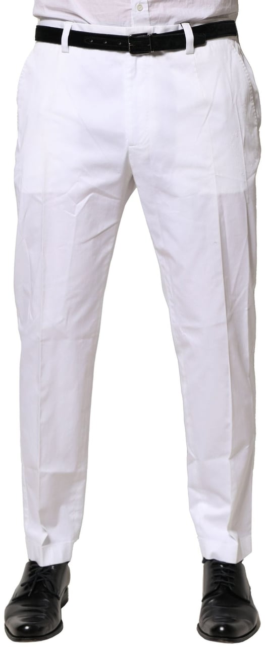 Dolce & Gabbana White Cotton Dress Slim Formal Pants Wit