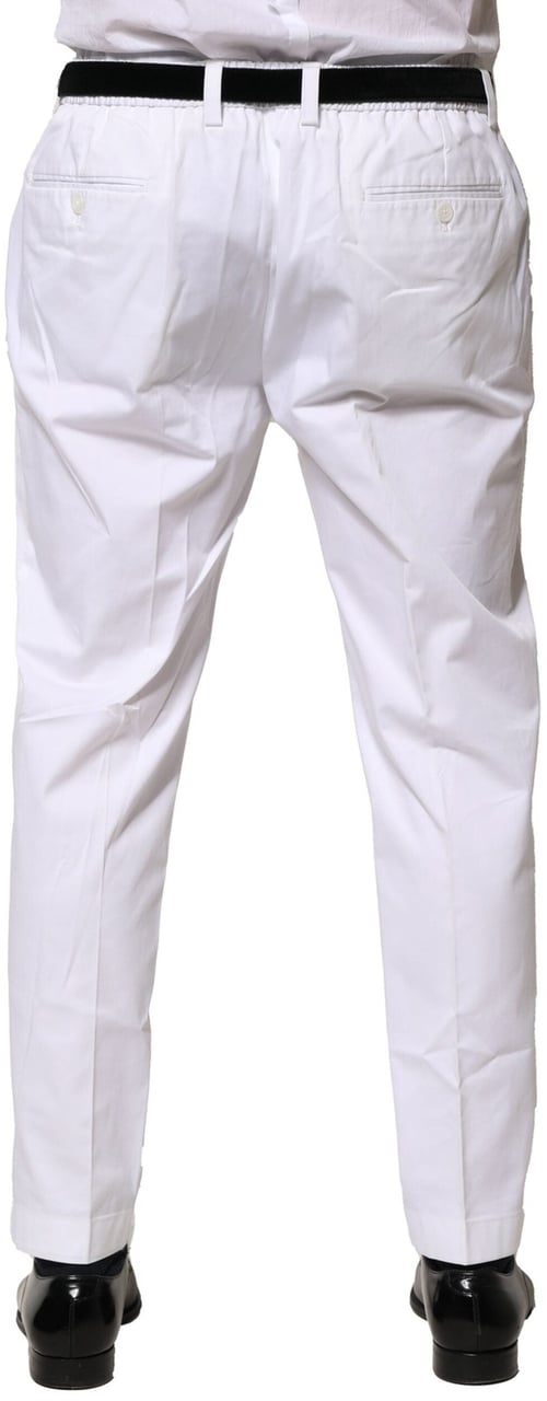 Dolce & Gabbana White Cotton Dress Slim Formal Pants Wit
