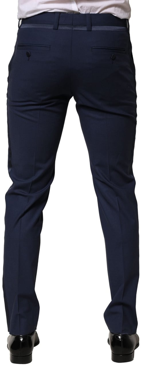 Dolce & Gabbana Dark Blue Wool Dress Formal Pants Blauw