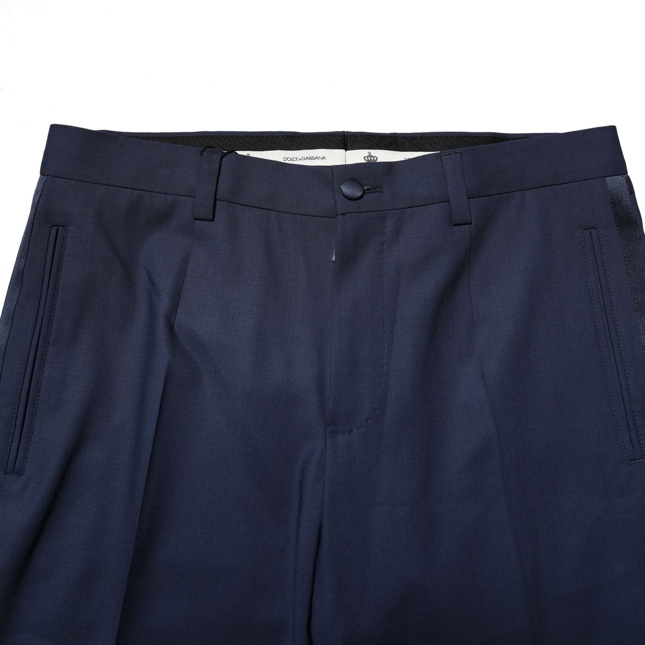 Dolce & Gabbana Dark Blue Wool Dress Formal Pants Blauw