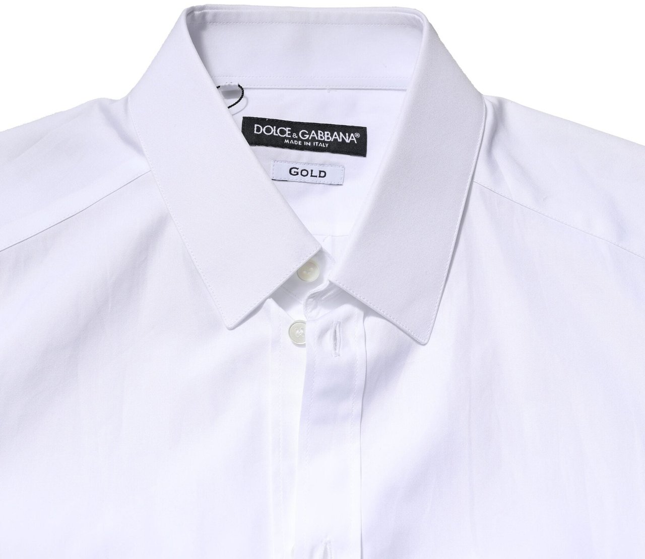 Dolce & Gabbana White GOLD Crown Cotton Dress Formal Shirt Wit