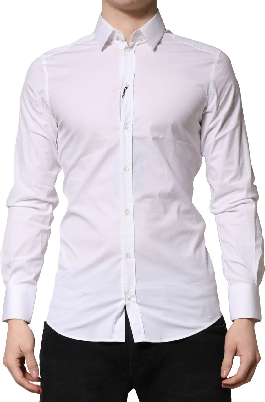Dolce & Gabbana White GOLD Cotton Men Dress Formal Shirt Wit
