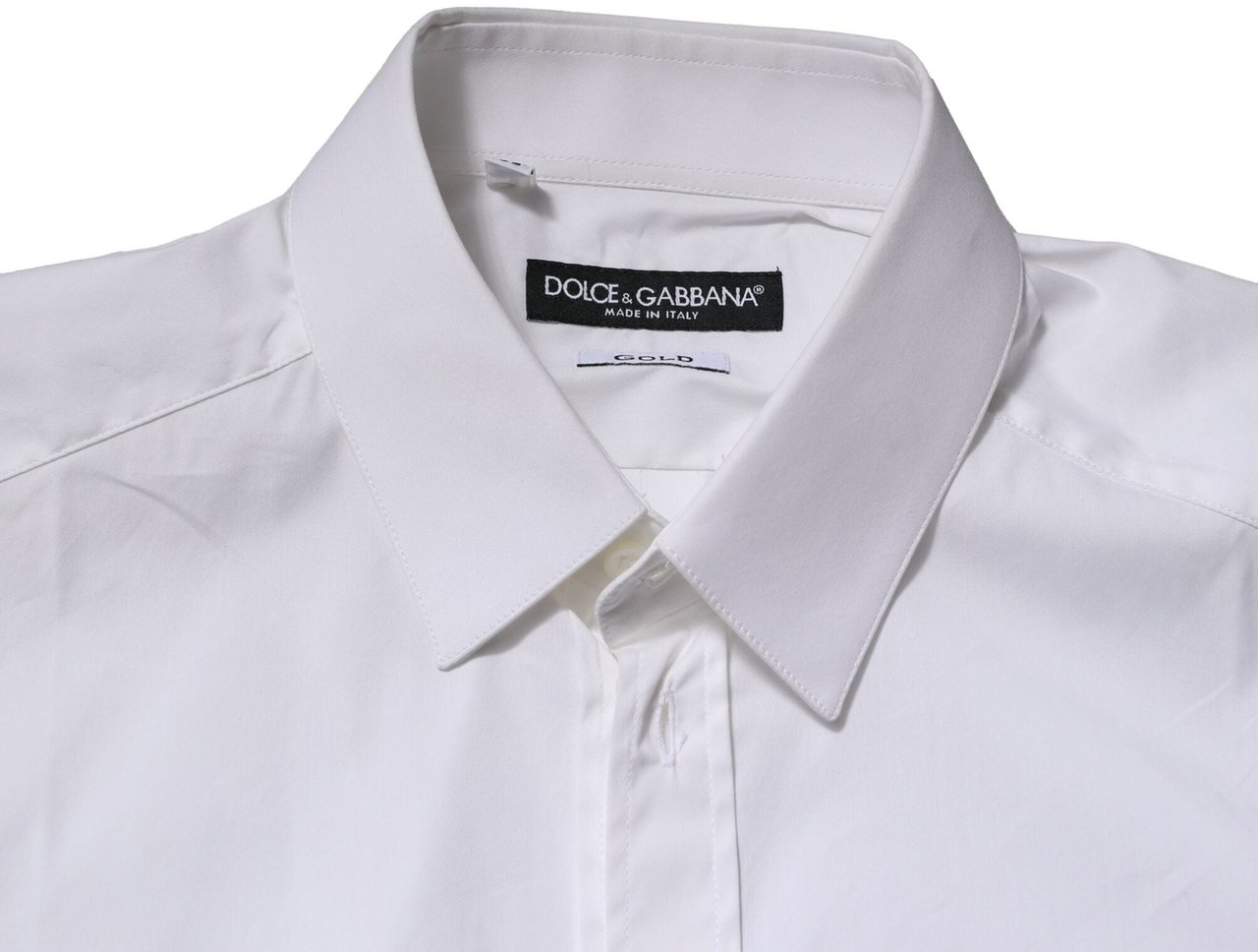 Dolce & Gabbana White GOLD Cotton Men Dress Formal Shirt Wit