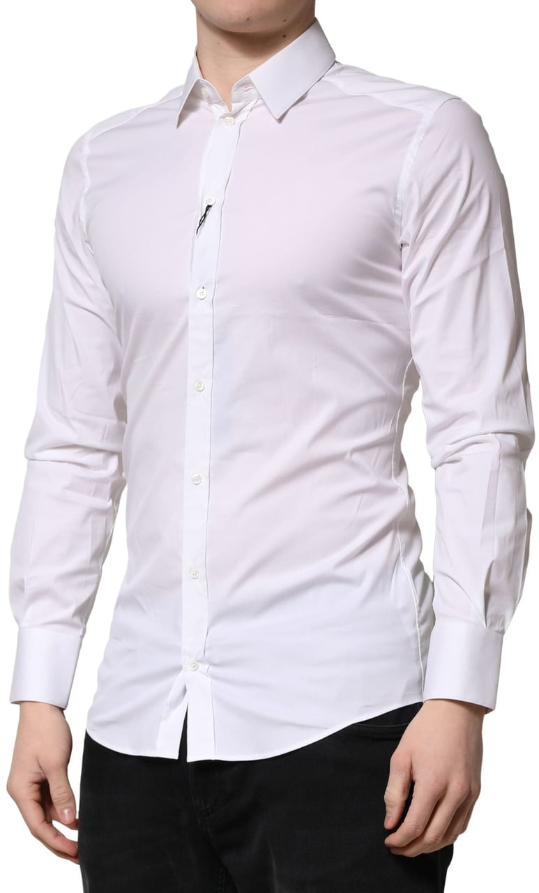 Dolce & Gabbana White GOLD Cotton Men Dress Formal Shirt Wit