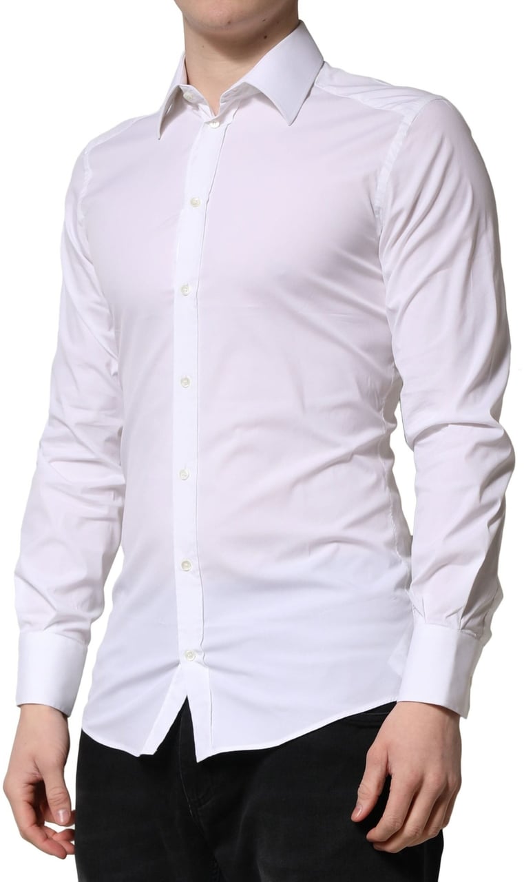 Dolce & Gabbana White GOLD Long Sleeves Men Dress Formal Shirt Wit
