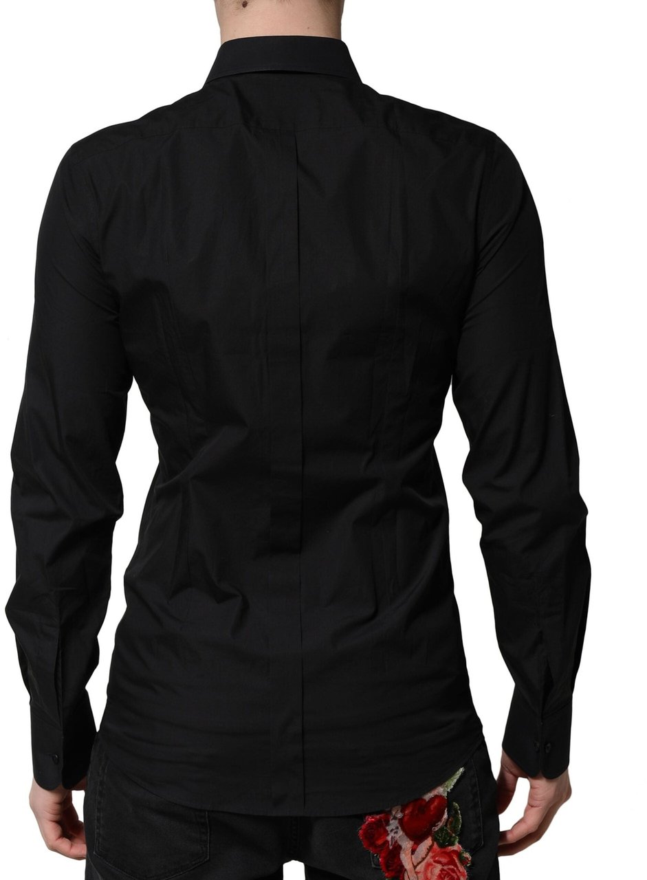 Dolce & Gabbana Black GOLD Long Sleeves Dress Formal Shirt Zwart