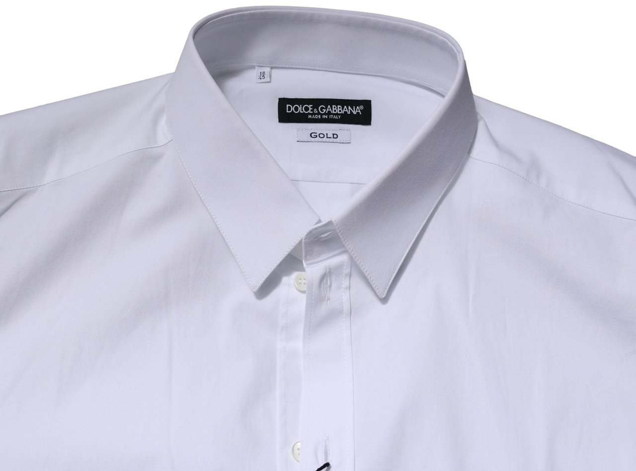 Dolce & Gabbana White GOLD Long Sleeves Dress Formal Shirt Zwart