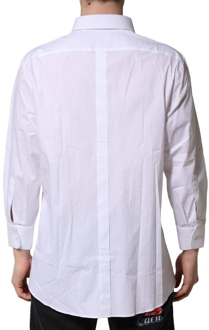 Dolce & Gabbana White GOLD Long Sleeves Dress Formal Shirt Zwart