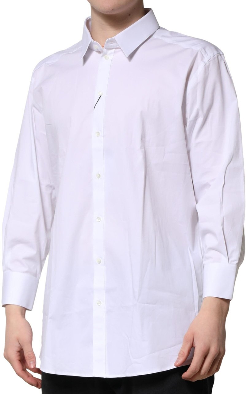 Dolce & Gabbana White GOLD Long Sleeves Dress Formal Shirt Zwart