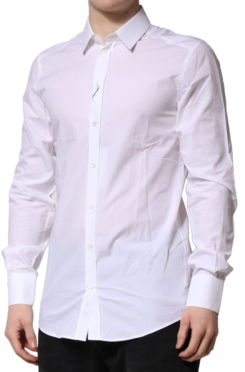 Dolce & Gabbana White GOLD Long Sleeves Dress Formal Shirt Zilver