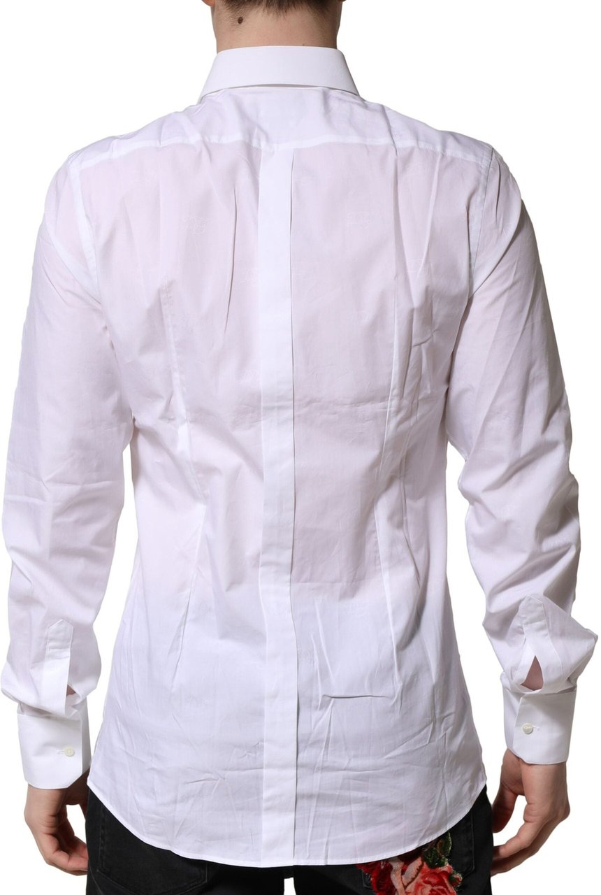 Dolce & Gabbana White GOLD Long Sleeves Dress Formal Shirt Zilver