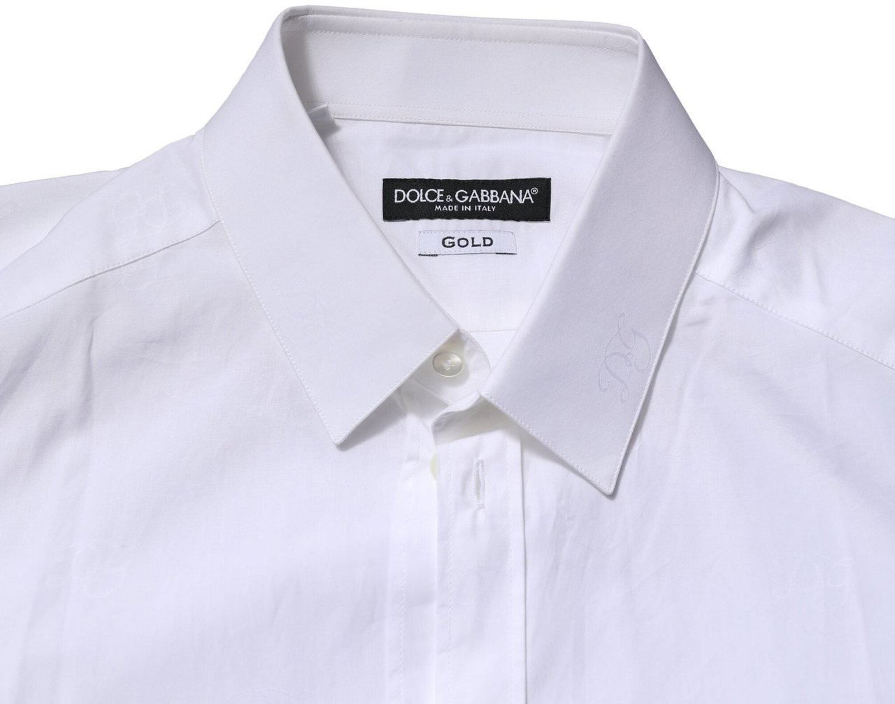 Dolce & Gabbana White GOLD Long Sleeves Dress Formal Shirt Zilver