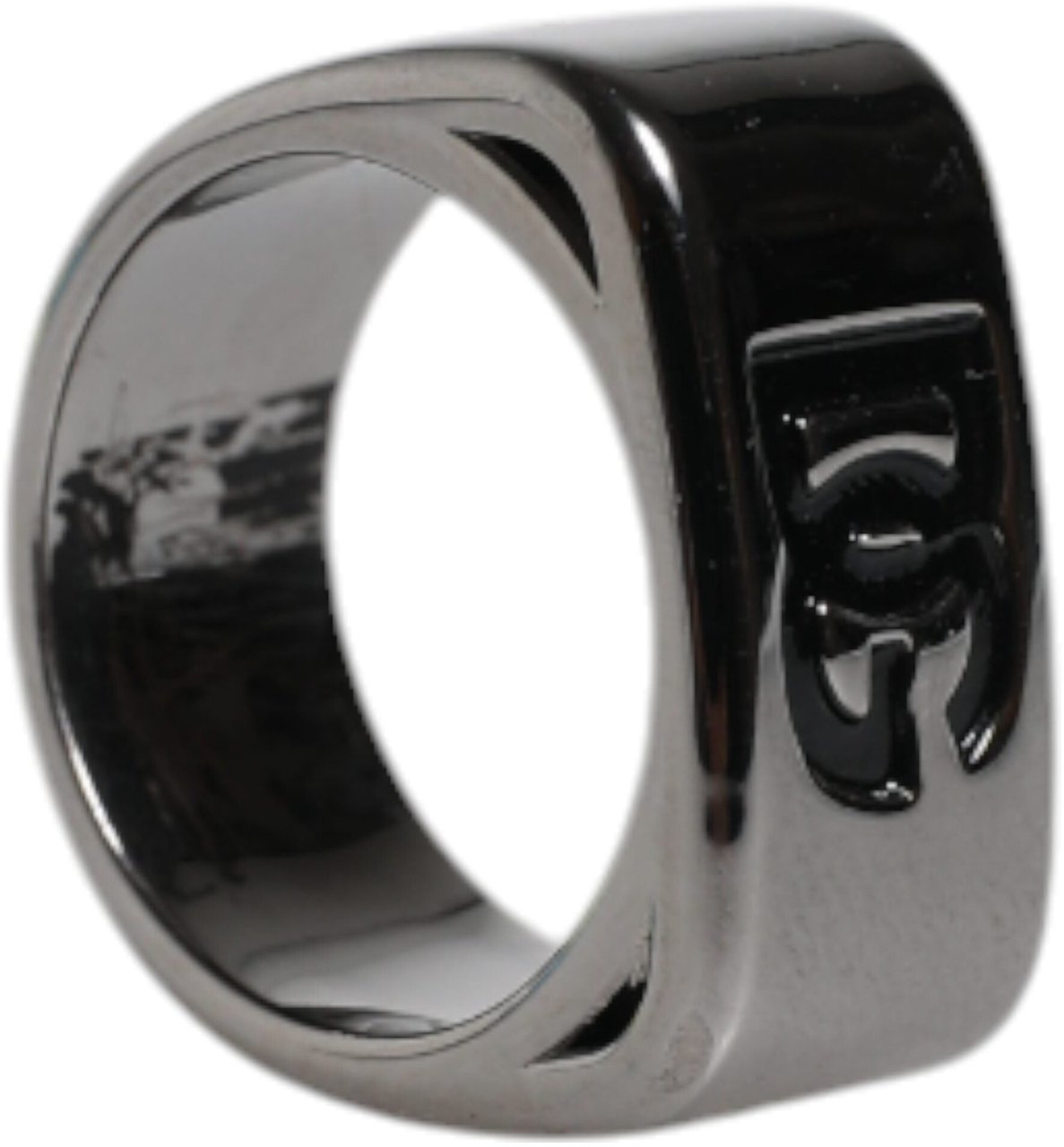 Dolce & Gabbana Silver Tone Brass Anello DG Logo Ring Divers