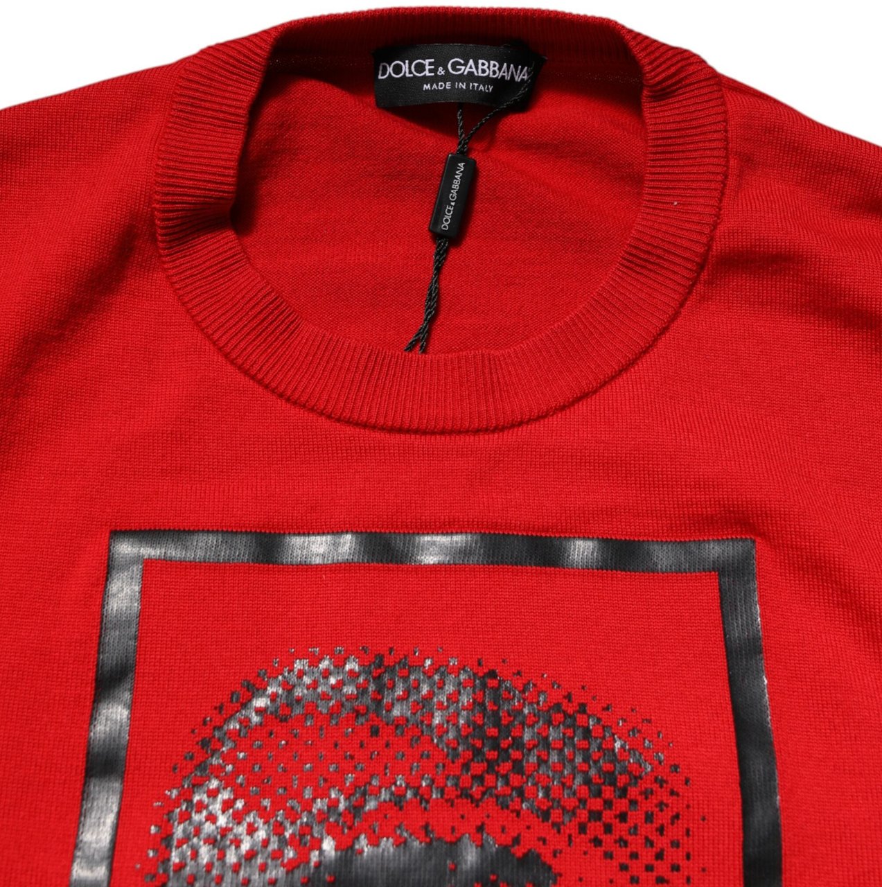 Dolce & Gabbana Red Eye Print Crew Neck Men Pullover Sweater Rood