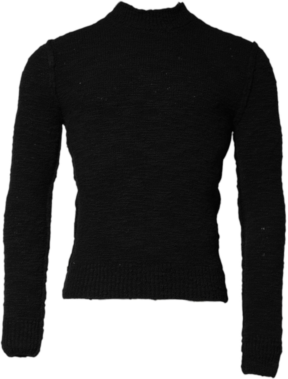 Dolce & Gabbana Black Wool Knit Crew Neck Pullover Sweater Zwart