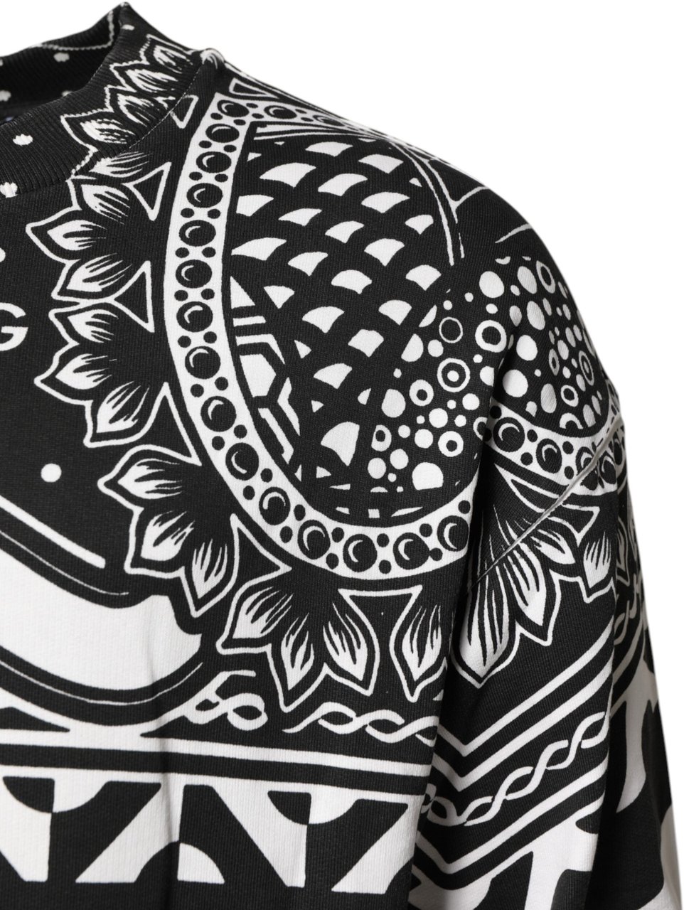 Dolce & Gabbana Black White Bandana Cotton Men Sweatshirt Sweater Divers