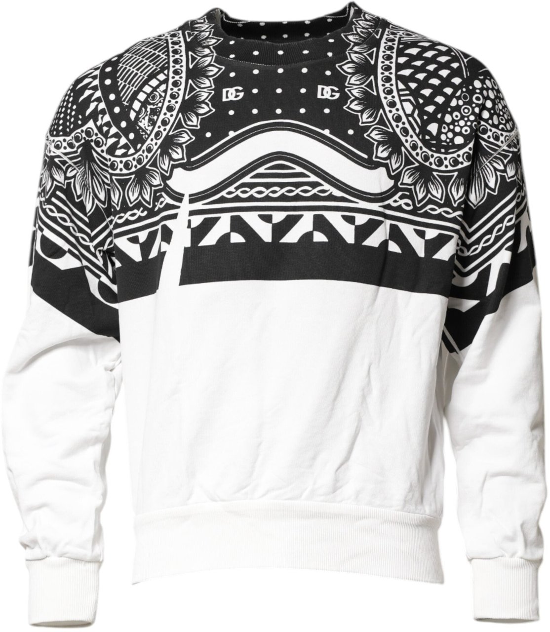 Dolce & Gabbana Black White Bandana Cotton Men Sweatshirt Sweater Divers