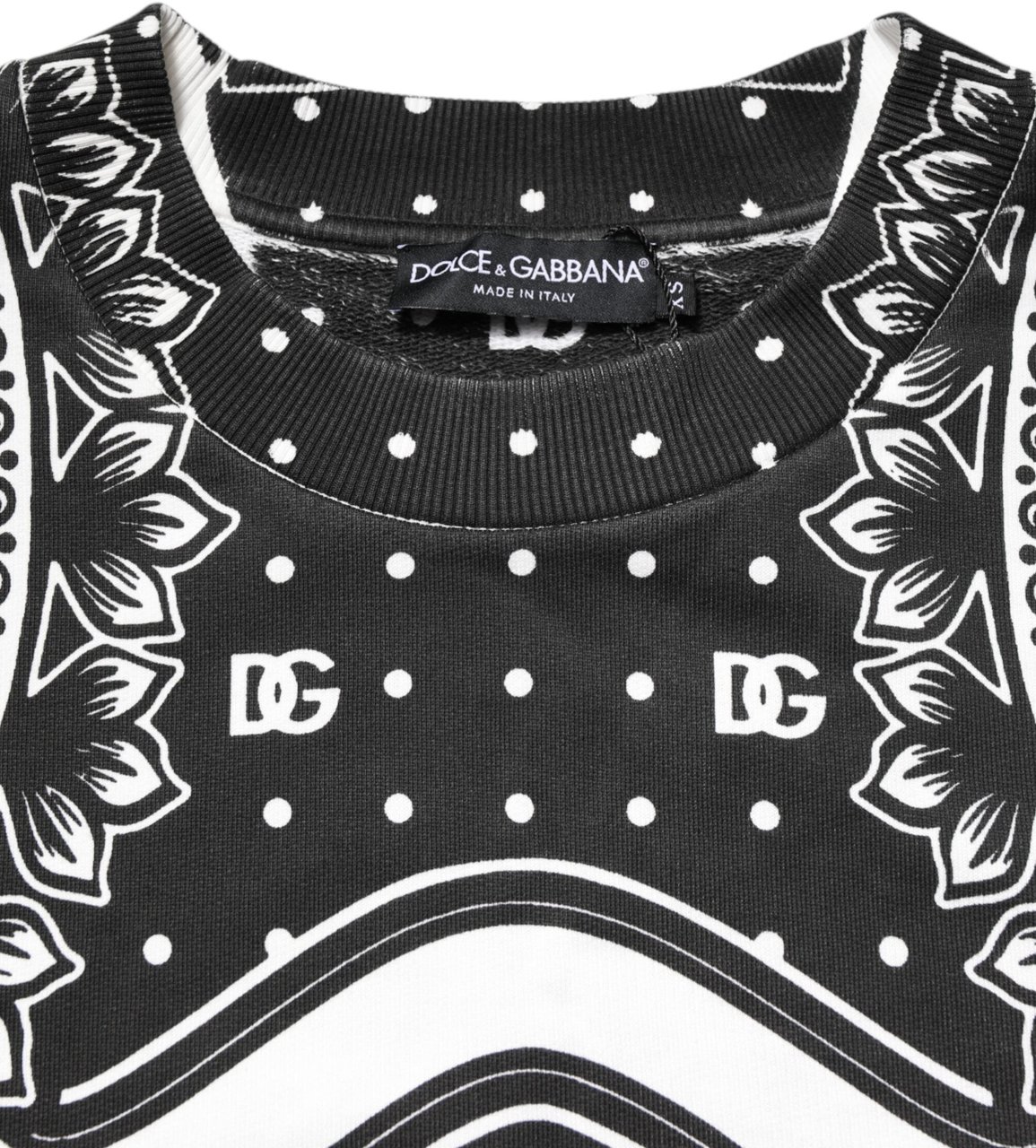 Dolce & Gabbana Black White Bandana Cotton Men Sweatshirt Sweater Divers