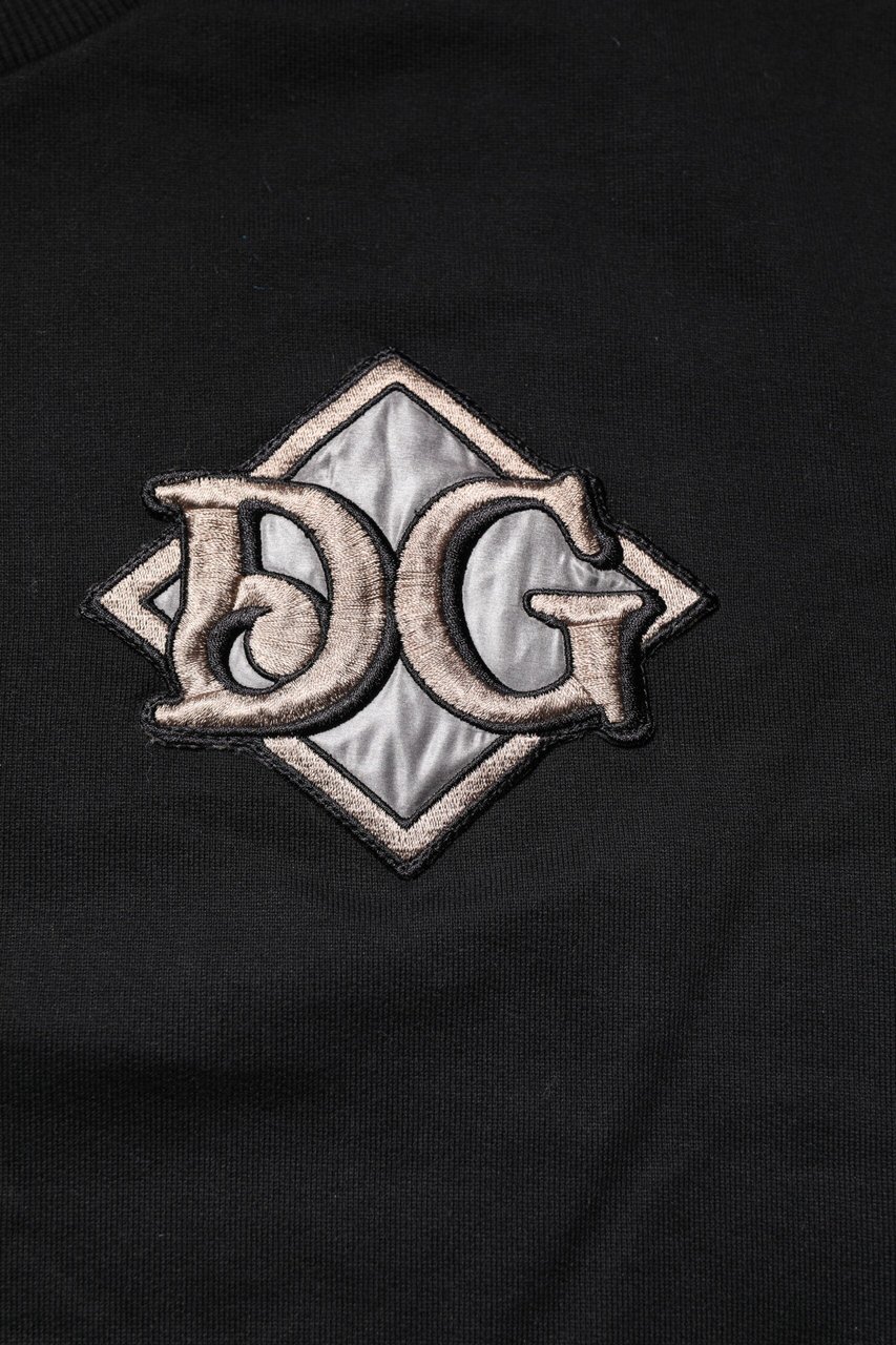 Dolce & Gabbana Black Logo Embroidery Sweatshirt Sweater Zwart