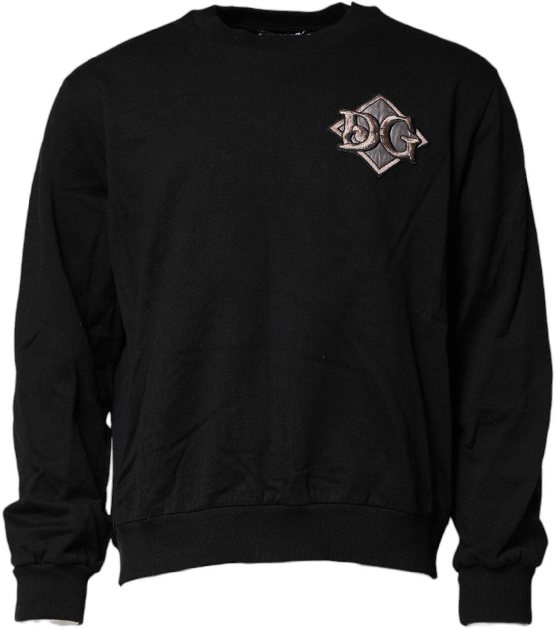 Dolce & Gabbana Black Logo Embroidery Sweatshirt Sweater Zwart