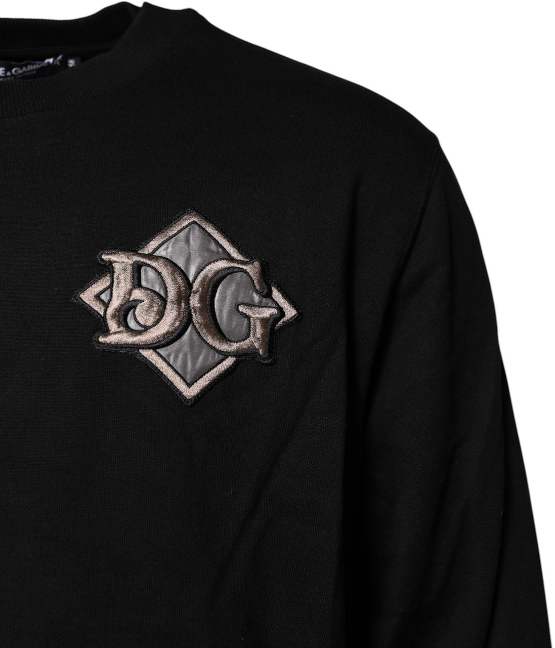 Dolce & Gabbana Black Logo Embroidery Sweatshirt Sweater Zwart