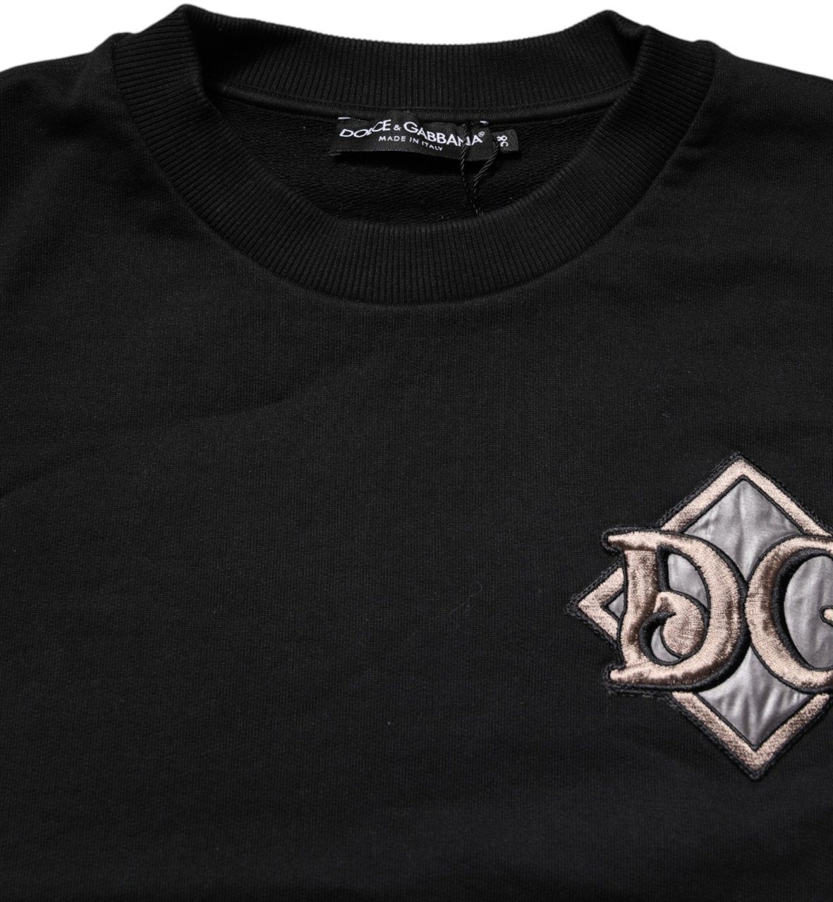 Dolce & Gabbana Black Logo Embroidery Sweatshirt Sweater Zwart