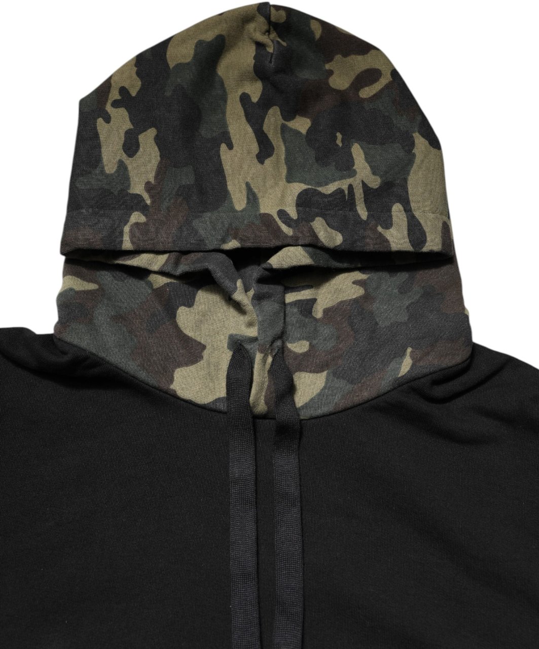 Dolce & Gabbana Black Camouflage Hooded Sweatshirt Sweater Zwart