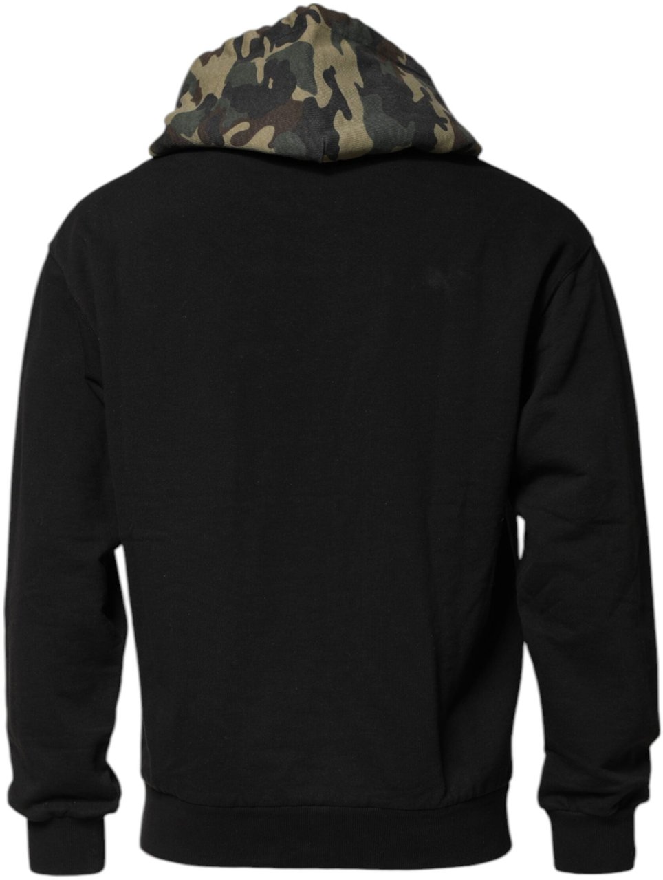 Dolce & Gabbana Black Camouflage Hooded Sweatshirt Sweater Zwart
