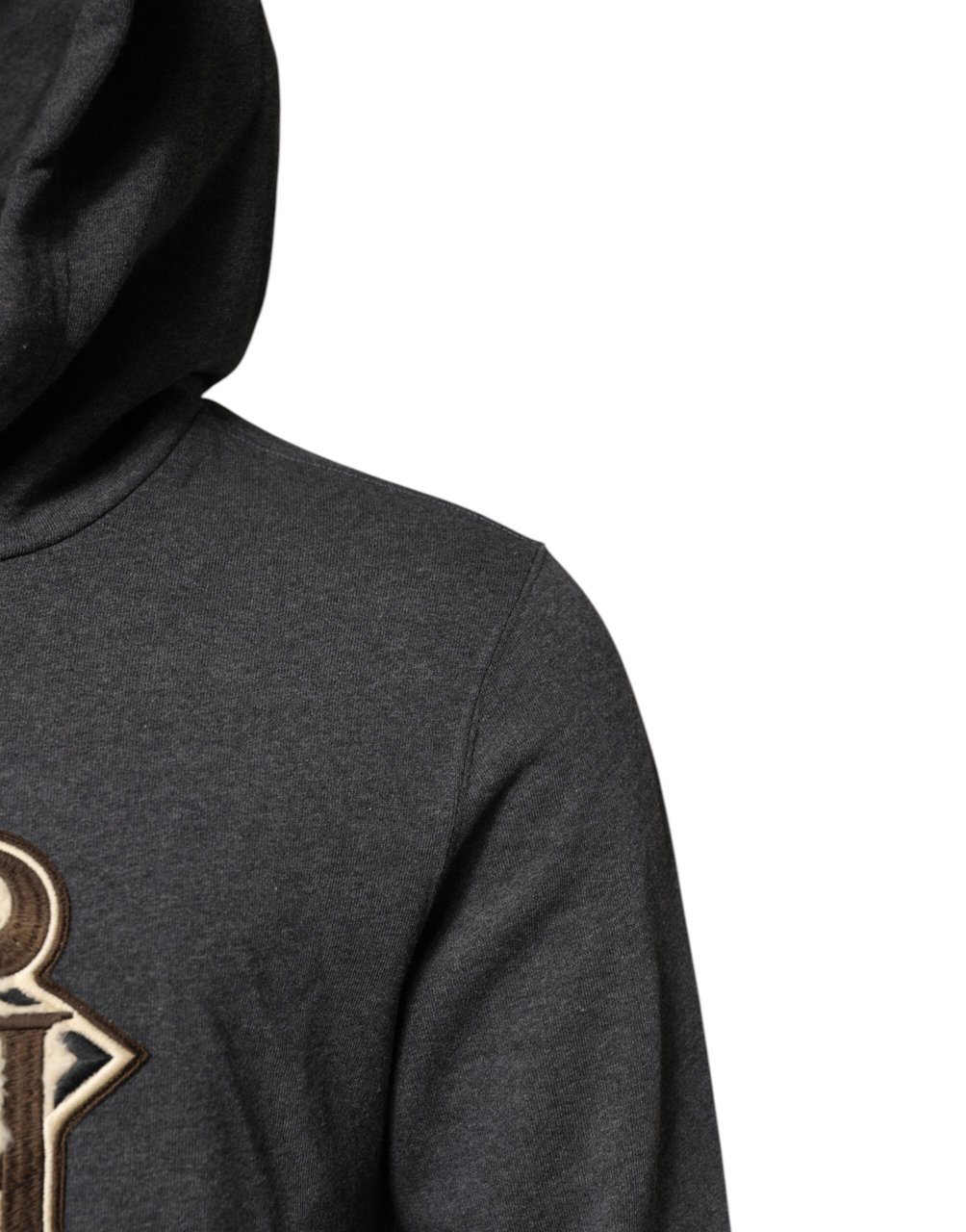 Dolce & Gabbana Gray Logo Patch Hooded Sweatshirt Sweater Blauw