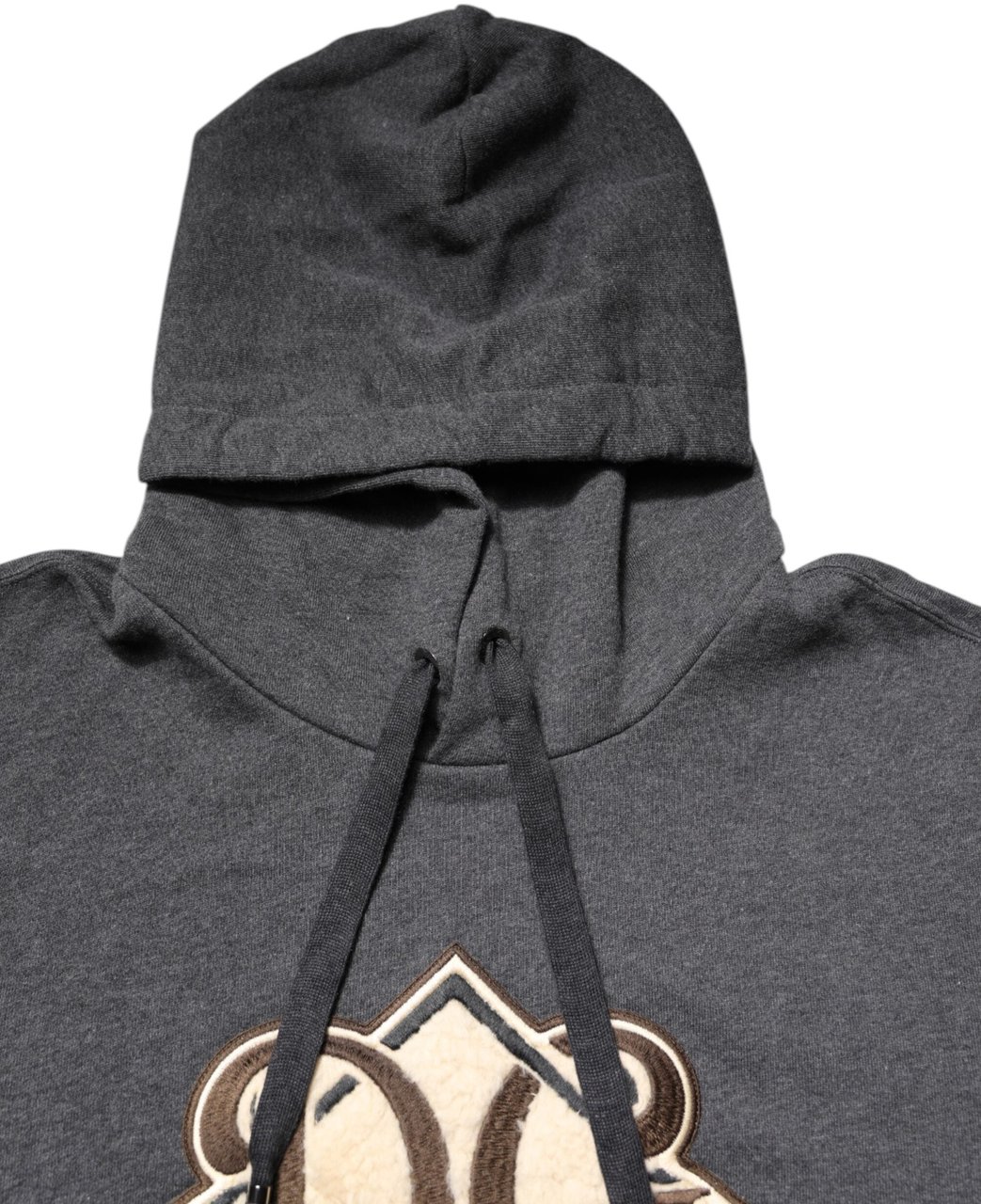 Dolce & Gabbana Gray Logo Patch Hooded Sweatshirt Sweater Blauw