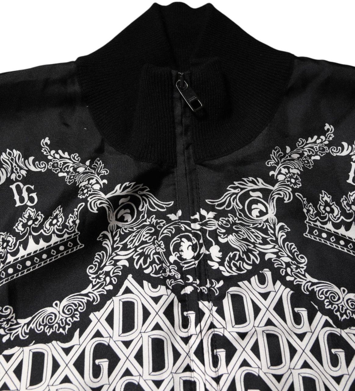 Dolce & Gabbana Black White Bandana Print Full Zip Sweater Divers