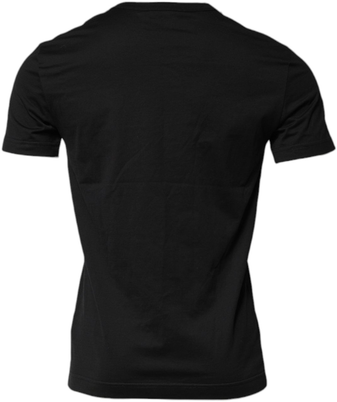 Dolce & Gabbana Black Cotton Short Sleeves Round Neck T-shirt Zwart