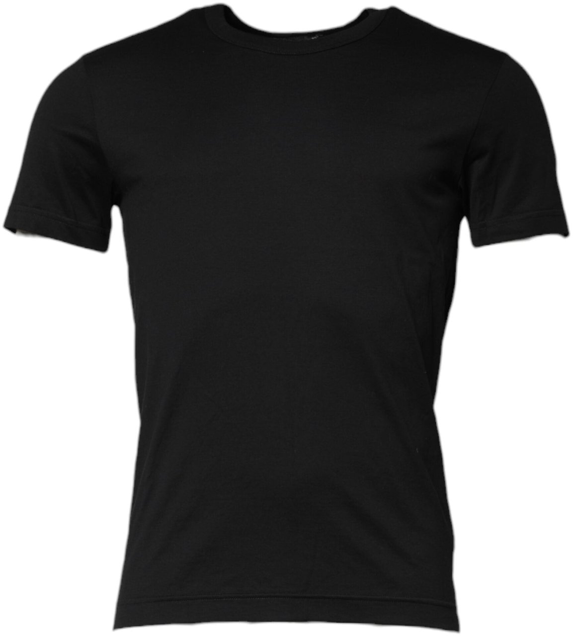 Dolce & Gabbana Black Cotton Short Sleeves Round Neck T-shirt Zwart