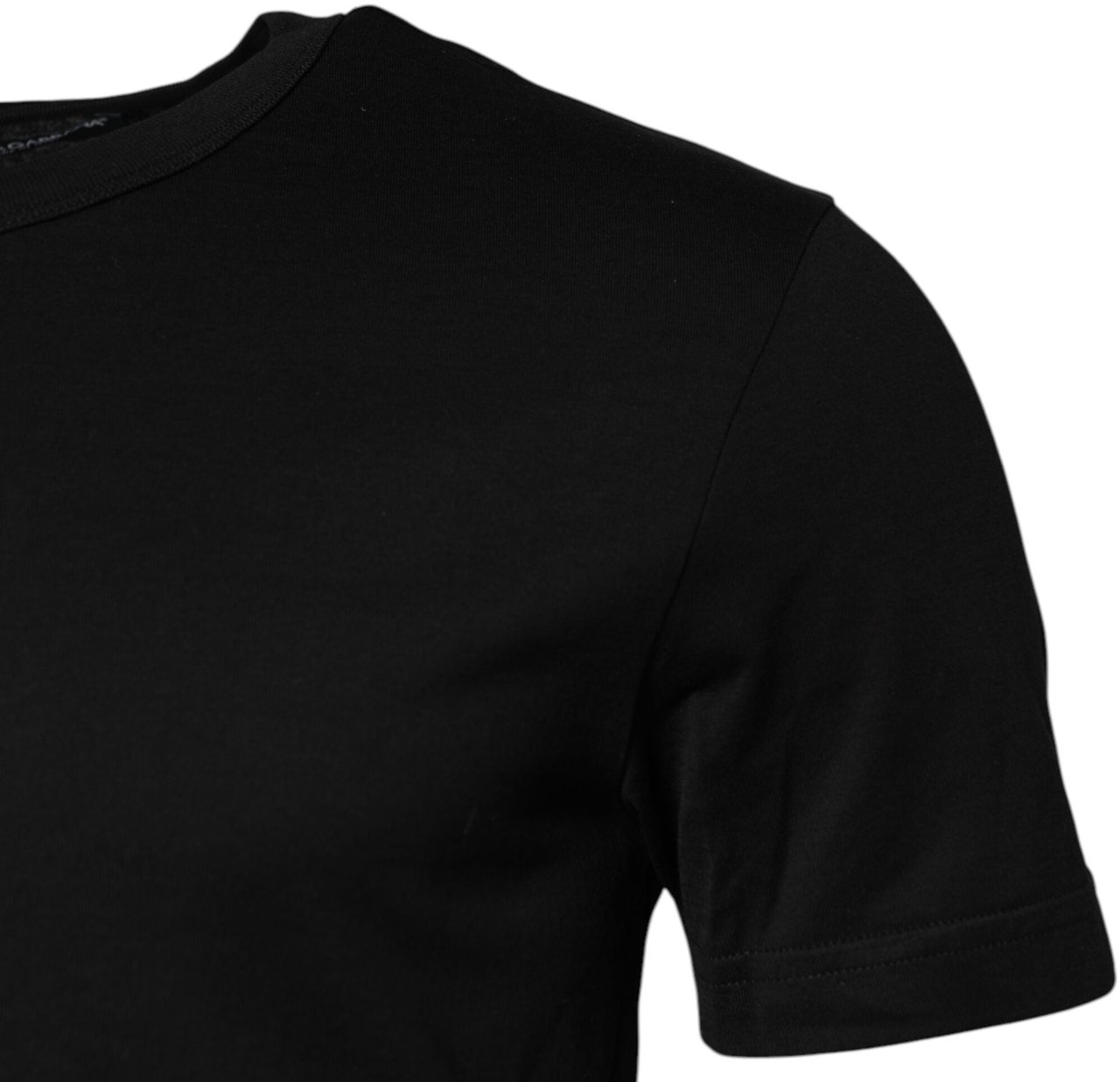 Dolce & Gabbana Black Cotton Short Sleeves Round Neck T-shirt Zwart