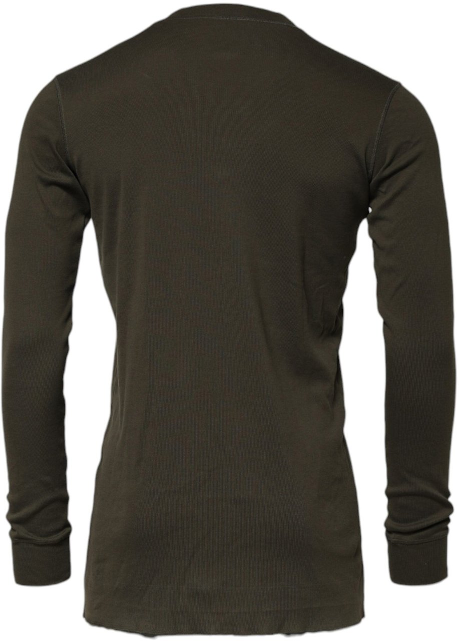 Dolce & Gabbana Dark Green Long Sleeves Crew Neck T-shirt Donkergroen