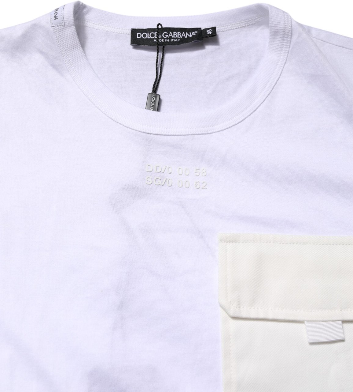 Dolce & Gabbana White Cotton Pocket Short Sleeves T-shirt Wit