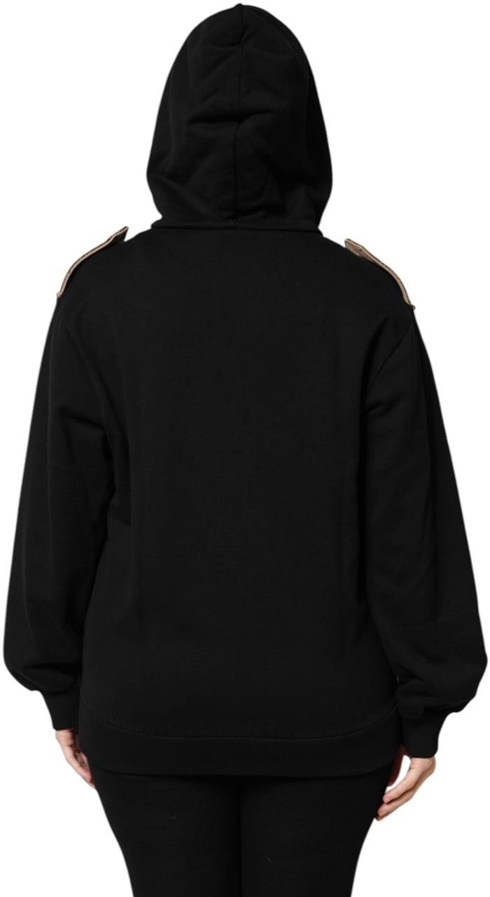 Dolce & Gabbana Black Logo Hooded Full Zip Sweatshirt Jacket Zwart