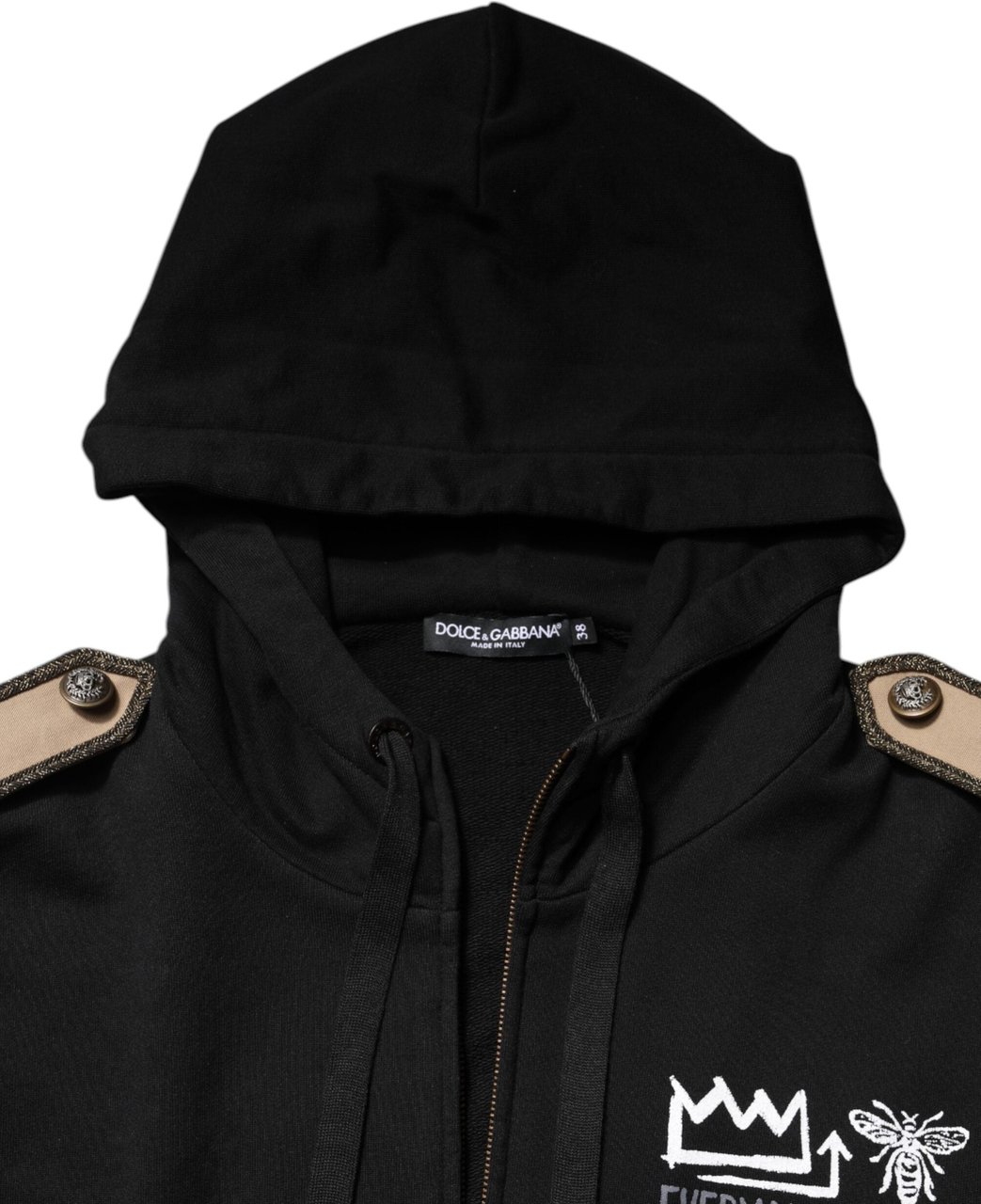 Dolce & Gabbana Black Logo Hooded Full Zip Sweatshirt Jacket Zwart