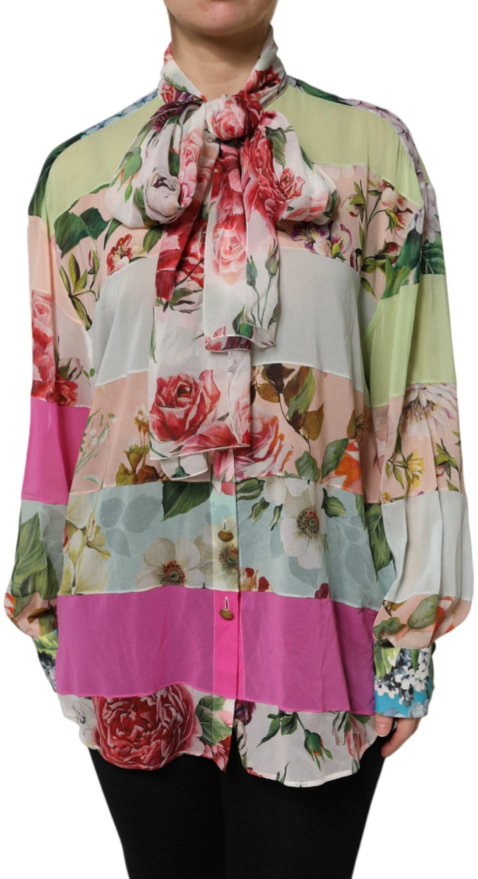 Dolce & Gabbana Multicolor Floral Patchwork Long Sleeves Top Divers