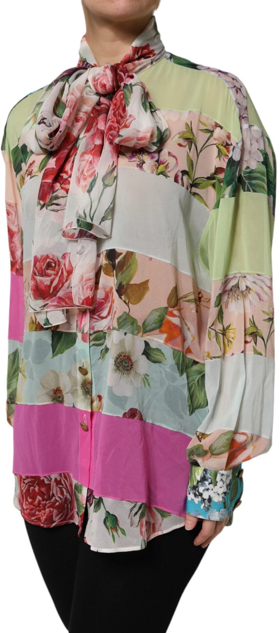 Dolce & Gabbana Multicolor Floral Patchwork Long Sleeves Top Divers