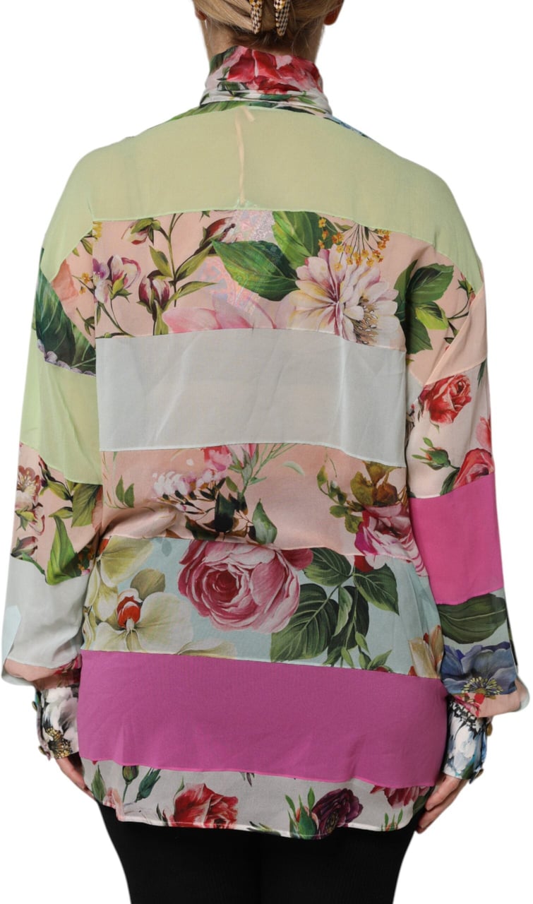 Dolce & Gabbana Multicolor Floral Patchwork Long Sleeves Top Divers