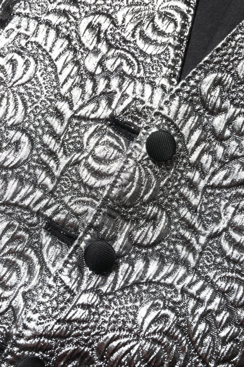 Dolce & Gabbana Silver Floral Jacquard Sleeveless Vest Top Grijs