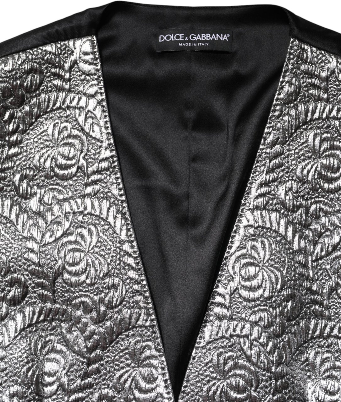 Dolce & Gabbana Silver Floral Jacquard Sleeveless Vest Top Grijs