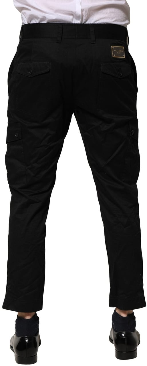 Dolce & Gabbana Black Cotton Dress Slim Formal Pants Zwart