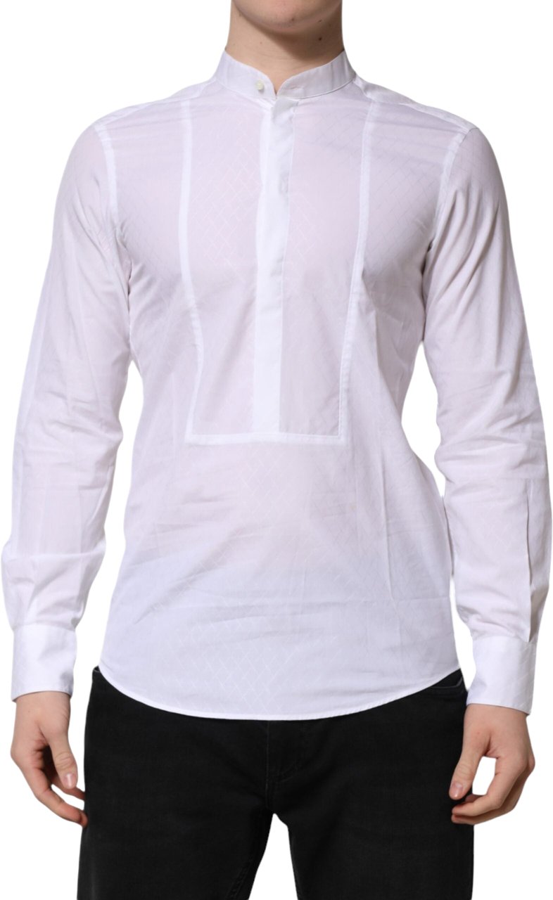 Dolce & Gabbana White Cotton Slim Long Sleeves Formal Shirt Wit