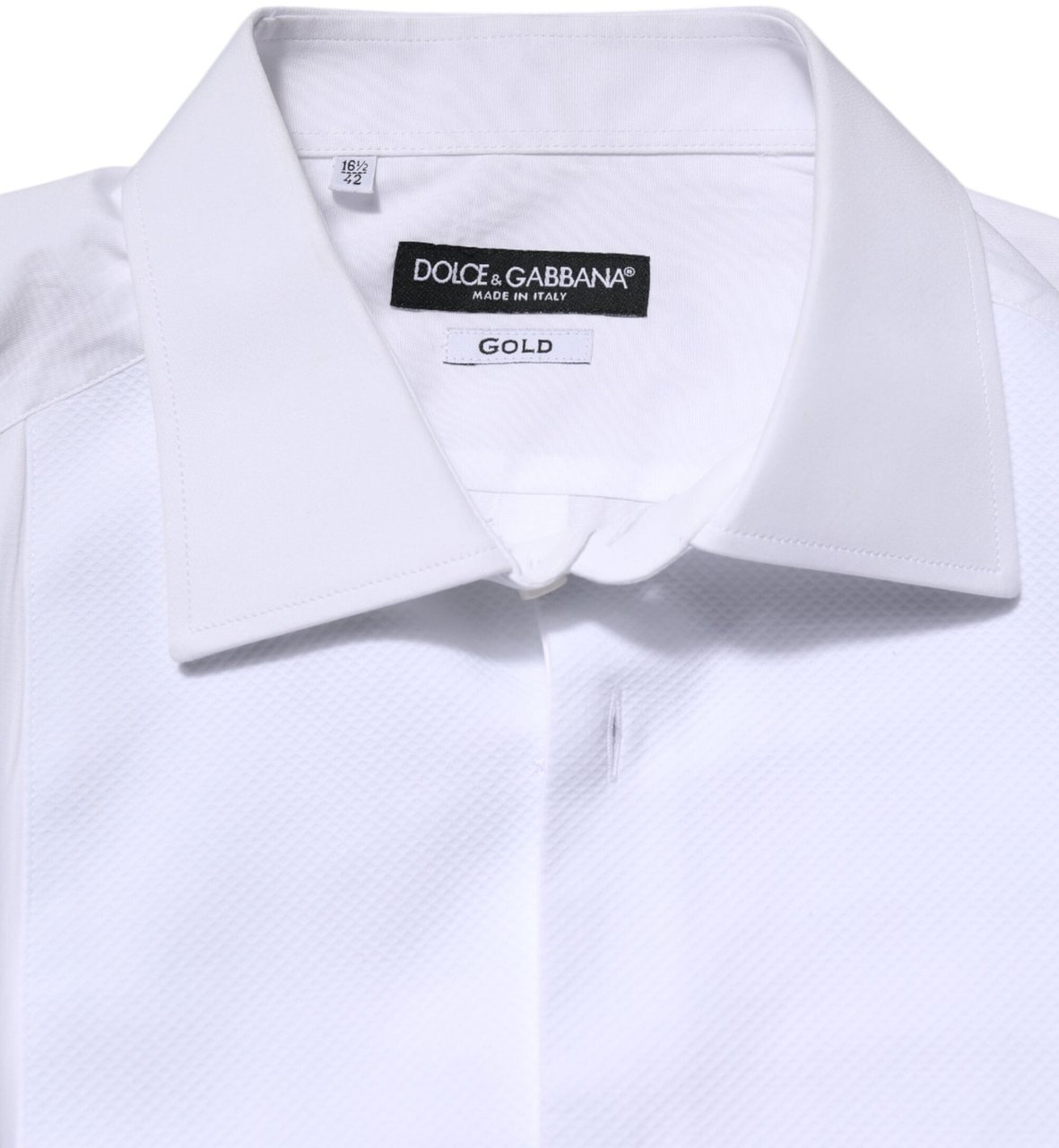 Dolce & Gabbana White Silk Bib Poplin GOLD Men Formal Shirt Wit